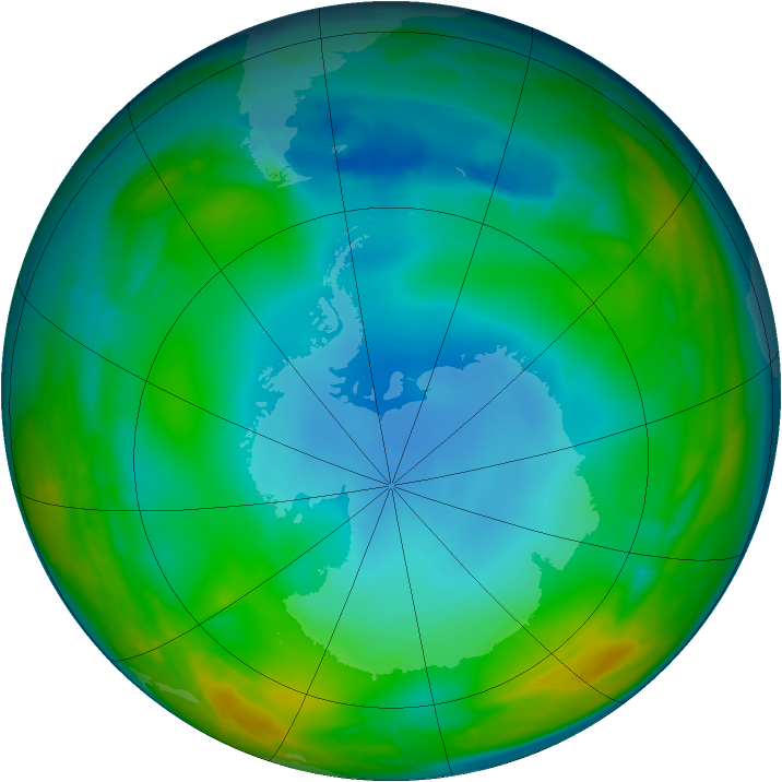 Antarctic ozone map for 30 June 2014